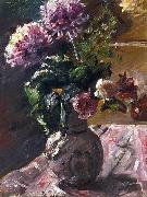 Lovis Corinth, Chrysanthemums and Roses in a